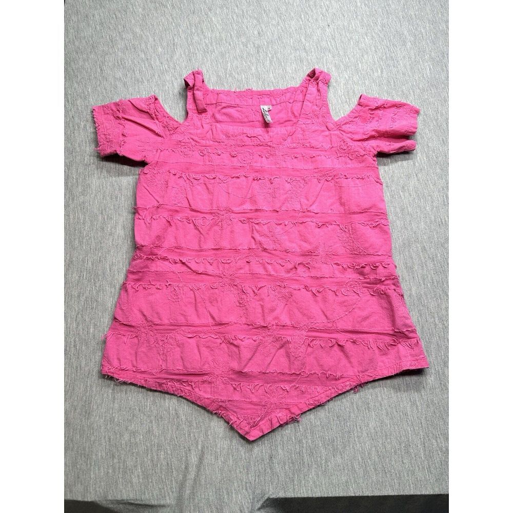 Lulu-B Women's Pink Cotton Cold Shoulder Top Size S